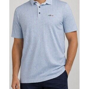 Greg Norman Golf Shirt Men's Size 2XL  Blue Flower Print Polo Short Sleeve